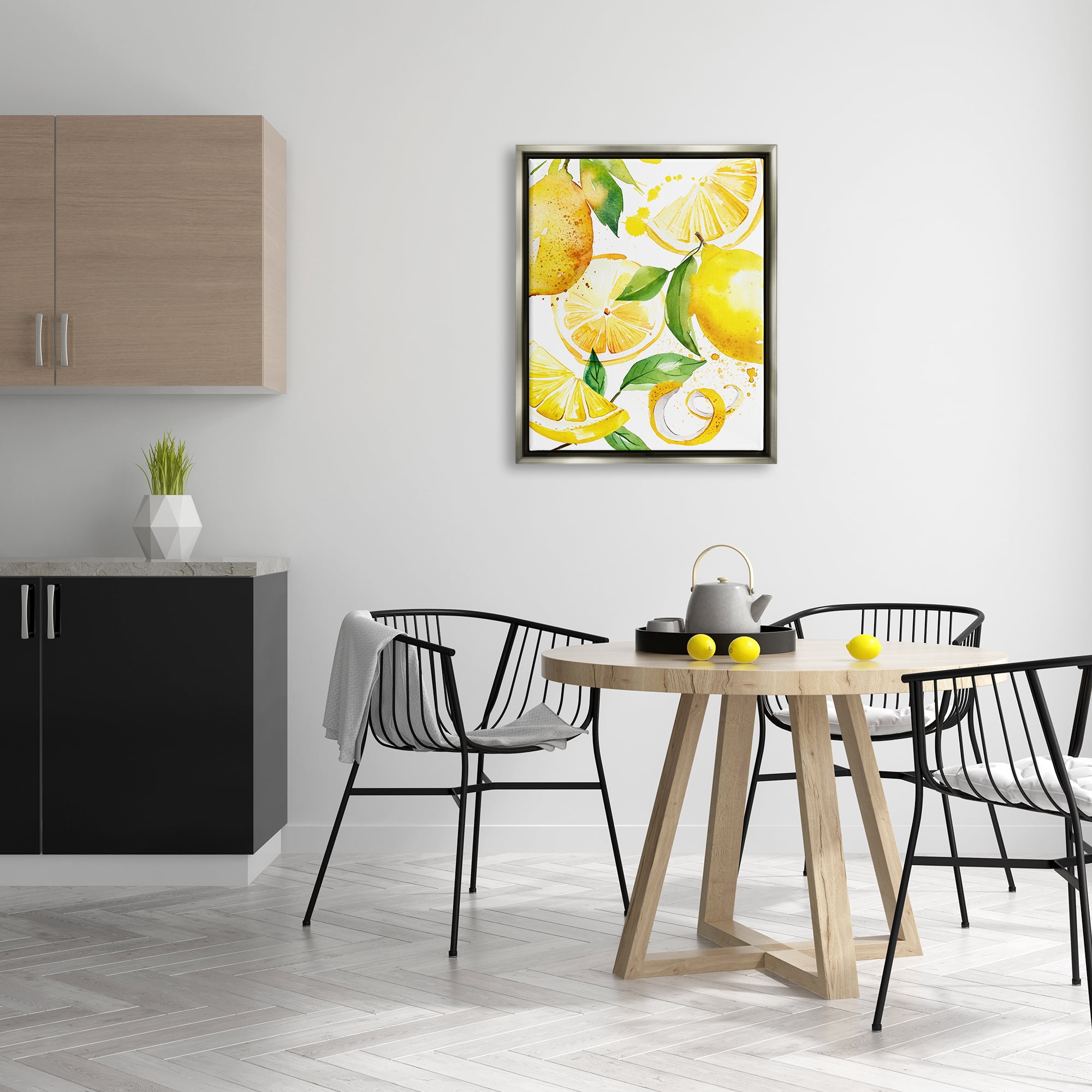 Stupell Industries Modern Lemon Peels Food & Beverage Painting Gray Floater Framed Art Print Wall Art, 25 x 31