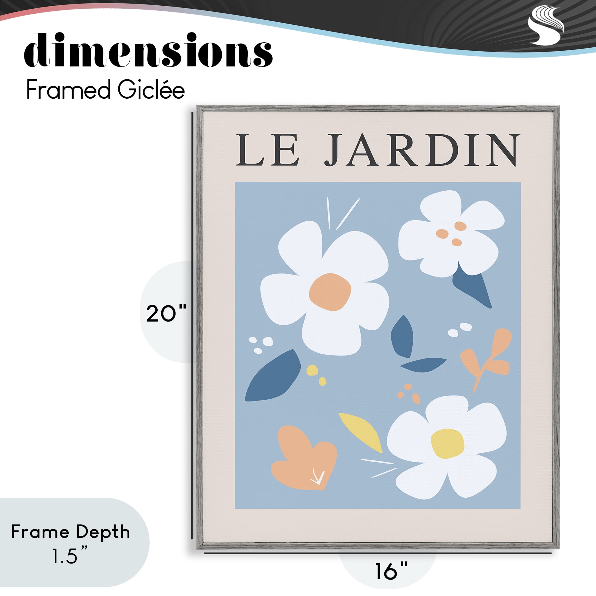 Stupell Industries Bouncing Floral Le Jardin Gray Framed Giclee Art, design by Anna Quach