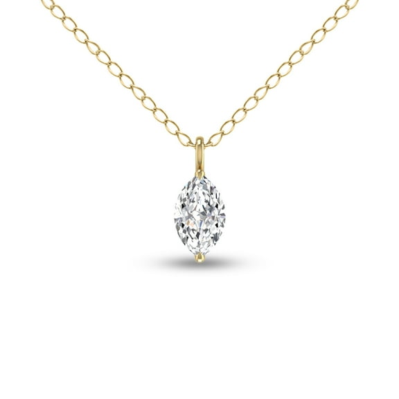 SZUL Women's Lab Grown 1/2 Carat Marquise Solitaire Diamond Pendant in 14K Yellow Gold