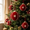 thumbnail image 2 of 1 Pc Christmas Ornament, Red Vintage Velvet Rhinestone Velvet Christmas Ball Ornament Soft Textured Shatterproof Hanging Baubles, Holiday Home and Party Decorations, 3 in, 2 of 5