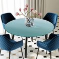 thumbnail image 5 of Elastic Fitted Round Tablecloth, Turquoise Ombre Waterproof Stretch Table Cover for 45"-54" Tables, Teal White Gradient Modern Abstract Art Washable Outdoor Tablecloths for Patio, Picnic, Camping, 5 of 9