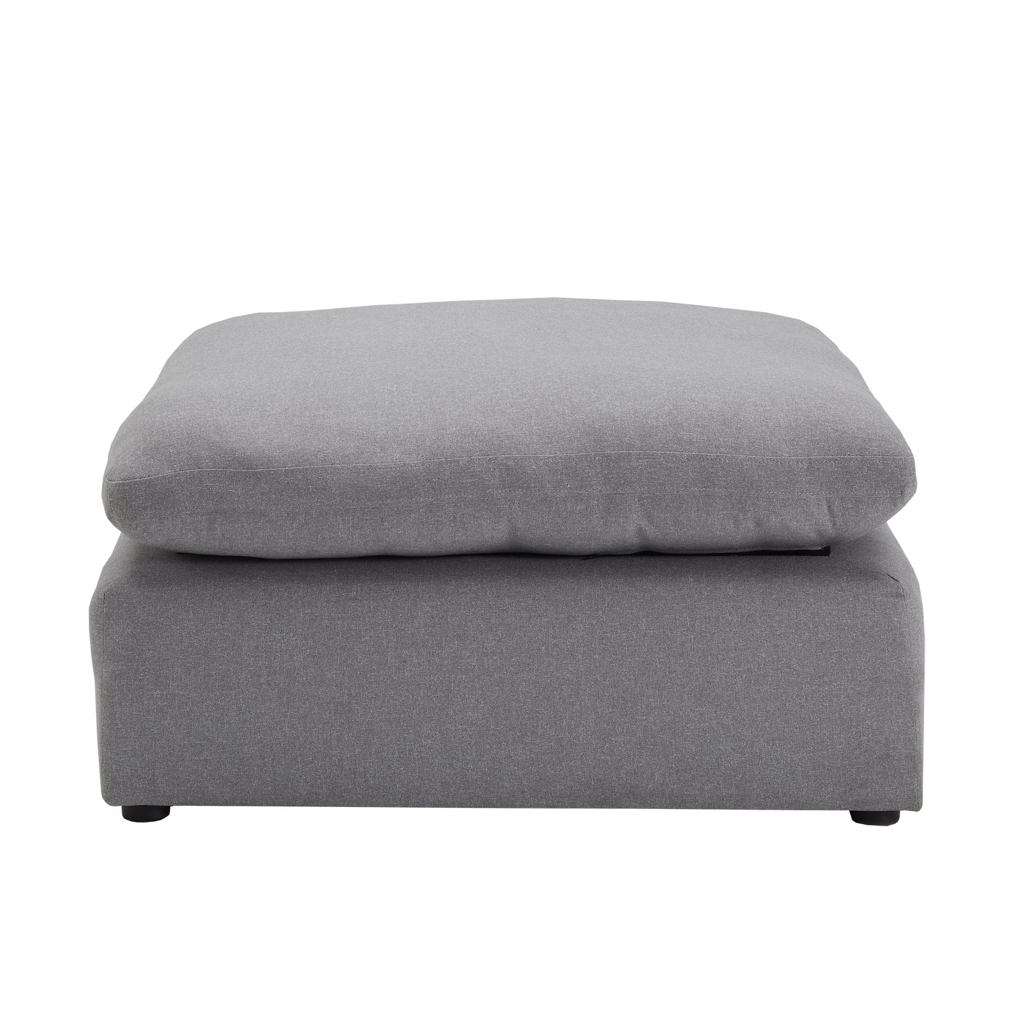 Weston Home Monico Grey Linen Weave Down Blend Ottoman, Ottoman Only
