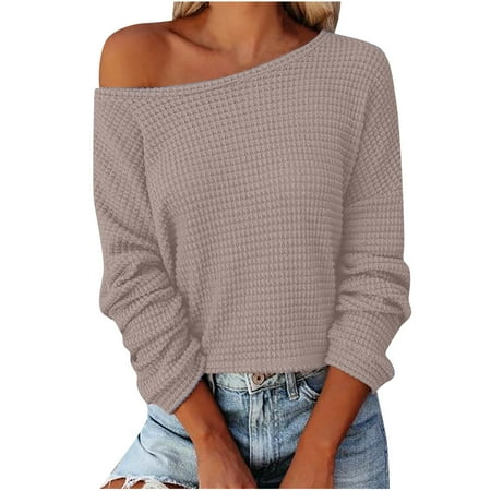 

Women s Solid Tops Off Shoulder Tops Plus Size Loose Fit SweatshirtSkew Collar Loose Casual Long Sleeve Casual Plus Size Loose Fit Pullover Blouse