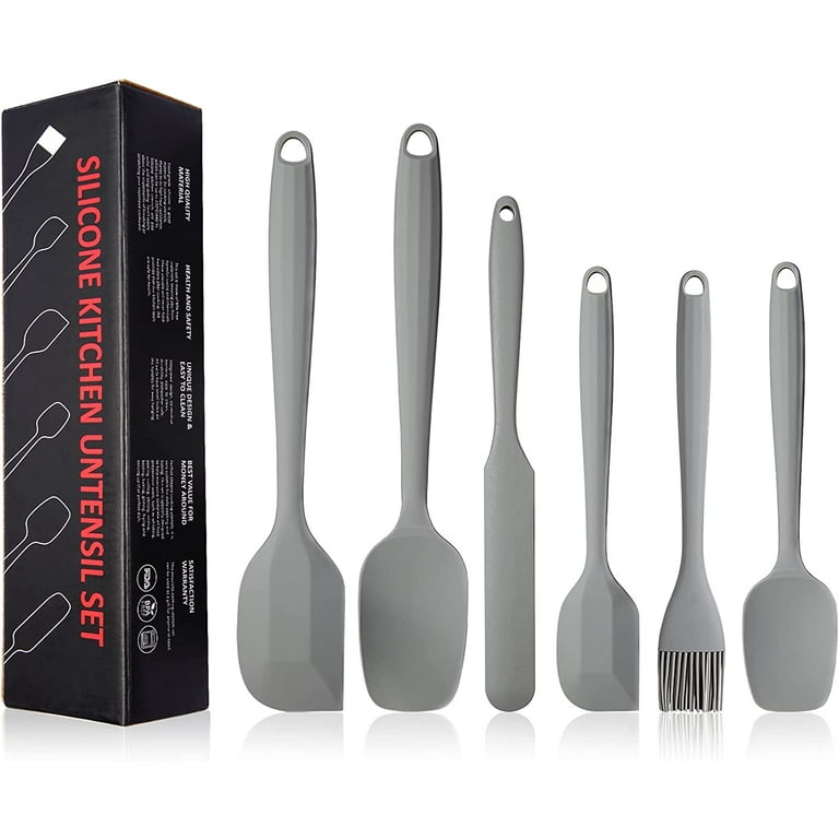 Mounchain 6 Pcs Full Silicone Cooking Utensils BPA Free, Heat Resistant Non  Toxic Non-stick Cookware, Gray