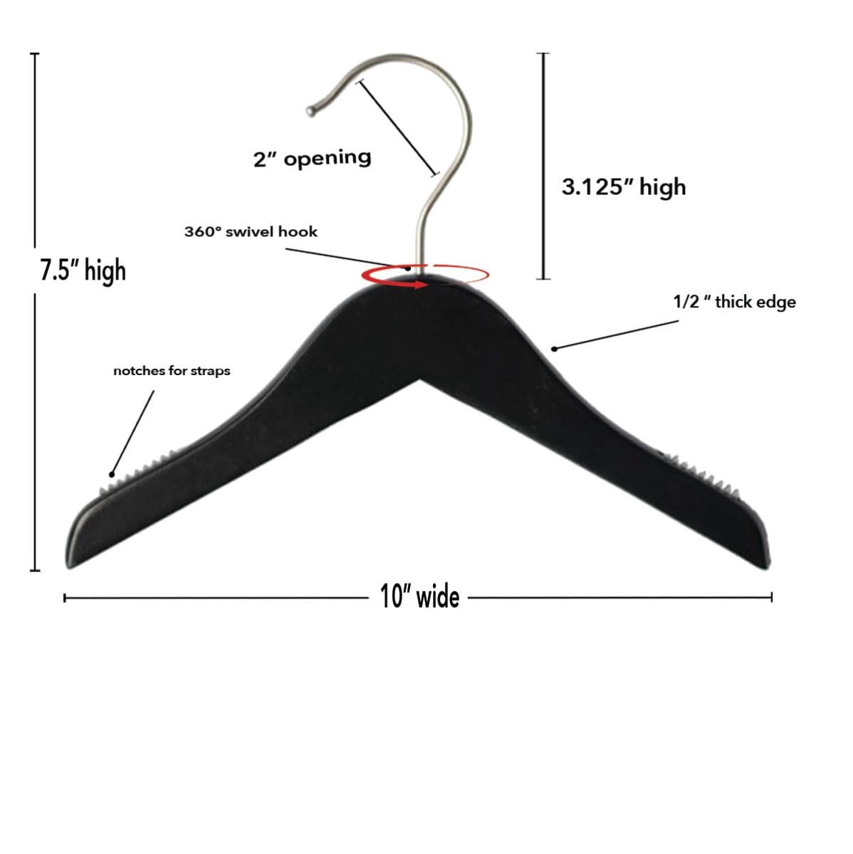 NAHANCO Wooden Baby/Infant Hangers, 10" - Low Gloss Mahogany, 25/CTN