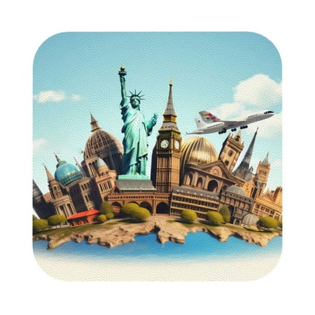 

Matuu Iconic Global Landmarks for Cup Coasters Set of 6 Leather Coasters Desk Coasters for Office Measures 4” x 4” Square