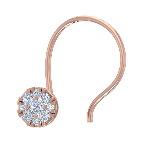 0.07 Carat Diamond Round Shaped Nose Pin in 14K Rose Gold