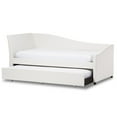 thumbnail image 3 of Baxton Studio Vera Modern and Contemporary White Faux Leather Upholstered Curved Sofa Twin Daybed with Roll-Out Trundle Guest Bed, 3 of 9