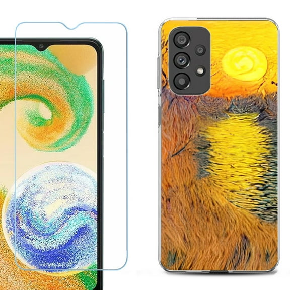 Shockproof Fashion Phone Case for Samsung Galaxy A23 5G, with Tempered Glass Screen Protector, by OneToughShield ® - Sunset