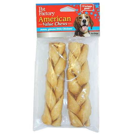 Photo 1 of 2 pack of Pet Factory 24256 Dog Treats, American Beefhide Braid, 6-7-in., 2-Pk.