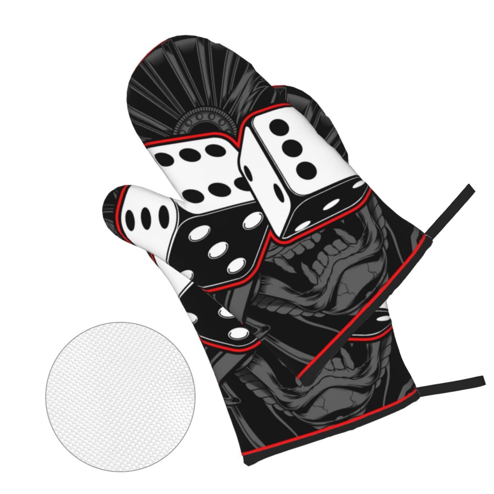 Dice Black White 4Pcs Oven Mitts and Pot Holders Sets Oven Kitchen Gloves Hot Pads for Cooking BBQ Baking Grilling