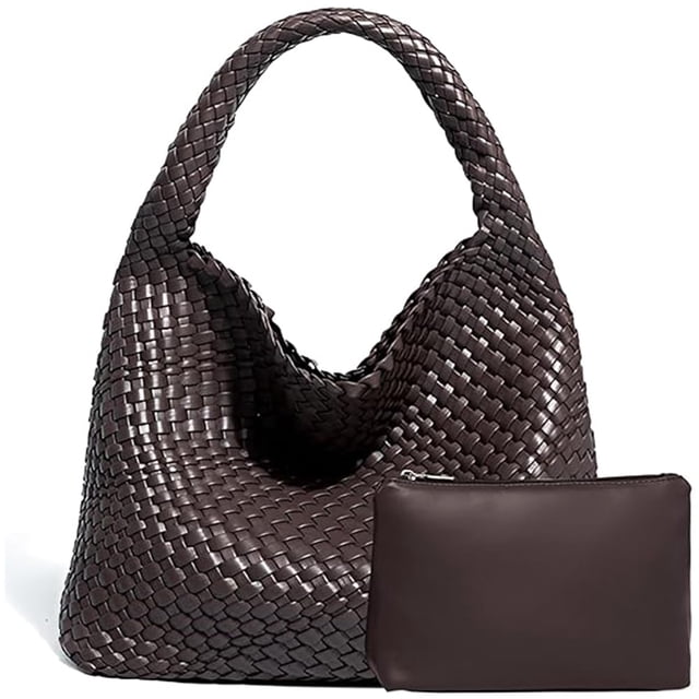 Bolso Geelyda 2025 de piel tejida de gran capacidad, color café