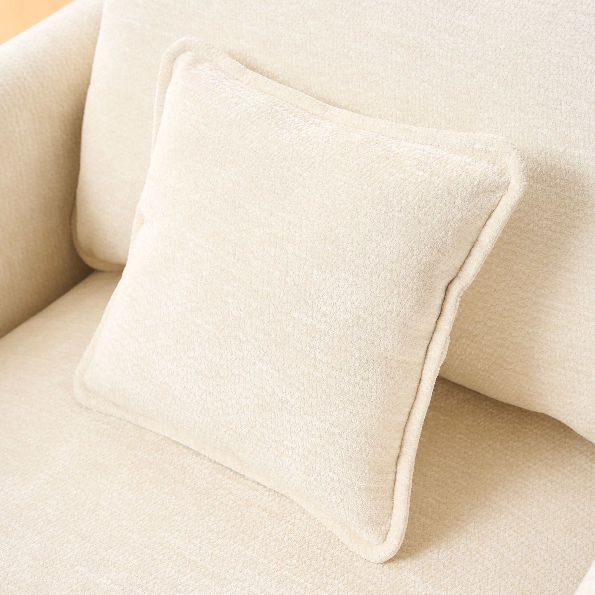Modern Accent Chair,Linen Single Sofa Chair,Modern Reading Armchair with Pillow for Living Room,Bedroom,Beige