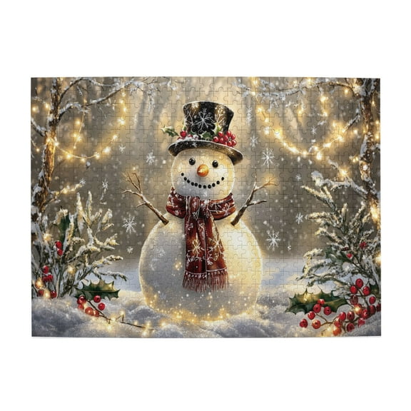 500 PCS Christmas Snowman Puzzles For Adults 500 Pieces,Unique And Beautiful Design,That Come Together As One Holiday Image,Family Leisure,Stress Relief And Entertainment,Classic Wooden Puzzle