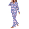 thumbnail image 5 of DISNIMO Axolotl Printed Women Two Piece Pajama Sets Long Sleeve Lounge Set with Pockets Button Up Sleepwear Casual Loose Nightwear with Long Pants, M, 5 of 7