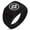 Black, variant on Stainless Steel Goto Samurai Crest Geometric Pattern Step-Down Biker Style Polished Ring