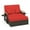 Red + Mix Brown, variant on Costway Patio Rattan Daybed Set with Cushioned Loveseat & Storage Ottoman for Porch Beige + Mix Brown