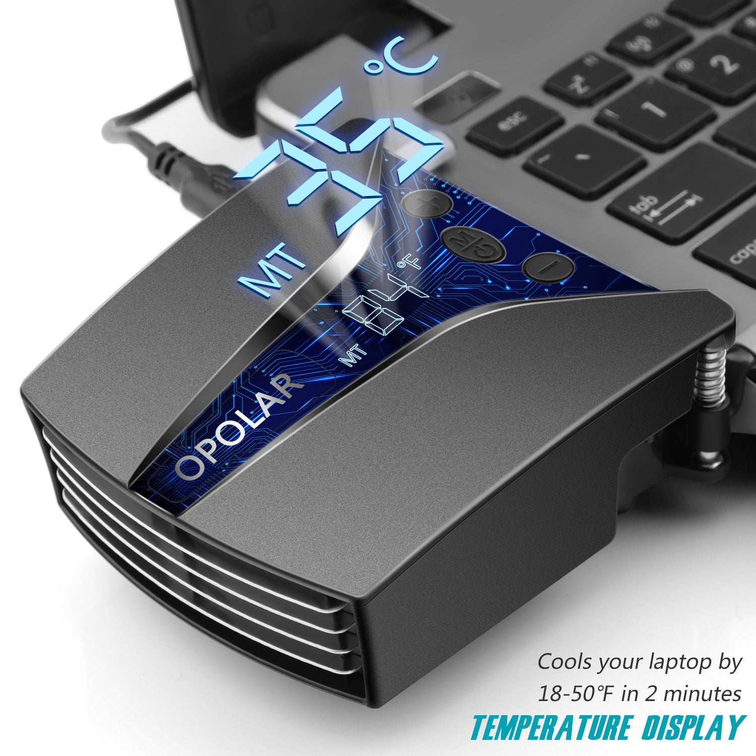 Laptop Fan Cooler with Temperature Display; Rapid Cooling; Auto-Temp Detection; 13 Wind Speed(2600-5000RPM); Perfect for Gaming Laptop