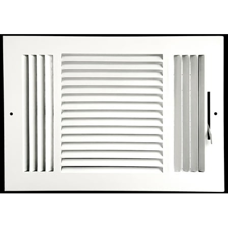 12"x 8" (Duct Opening Size) 3-Way Stamped Face Steel Ceiling/sidewall Air Supply Register - Vent Cover - Actual Outside Dimension 13.75" X 9.75"