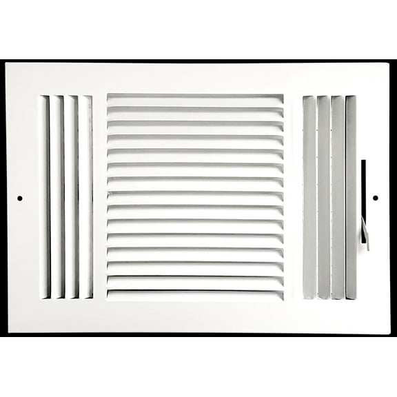 12"x 8" (Duct Opening Size) 3-Way Stamped Face Steel Ceiling/sidewall Air Supply Register - Vent Cover - Actual Outside Dimension 13.75" X 9.75"