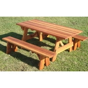 Outdoor Picnic Table - Super Deck Wood, 30.5x54x60 Inch, Detached Bench, Square Corner Design
