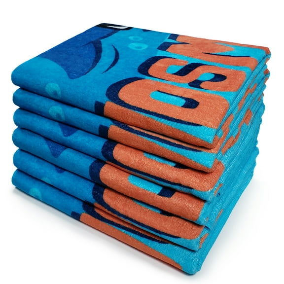 Kaufman- 6 Pack Beach/Pool towel for kids/children - 30x60 - 100% Cotton