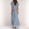 thumbnail image 7 of EANJE Beach Dresses for Women 2025 Vacation Cute V Neck Short Sleeve Long Dresses Dressy Casual Floral Maxi Chiffon Dresses for Women 2025 Dark Blue XXL, 7 of 7