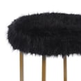 thumbnail image 2 of Benjara Round Faux Fur Upholstered Ottoman with X Shape Metal Base, Black and Gold, 2 of 5