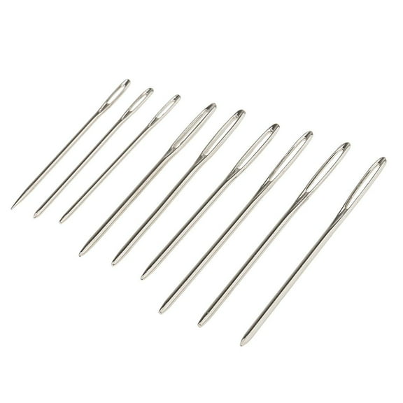 Yunhgft 9pcs Large-eye Blunt Stitching Needles Hand Sewing Knitting Needles - Silver