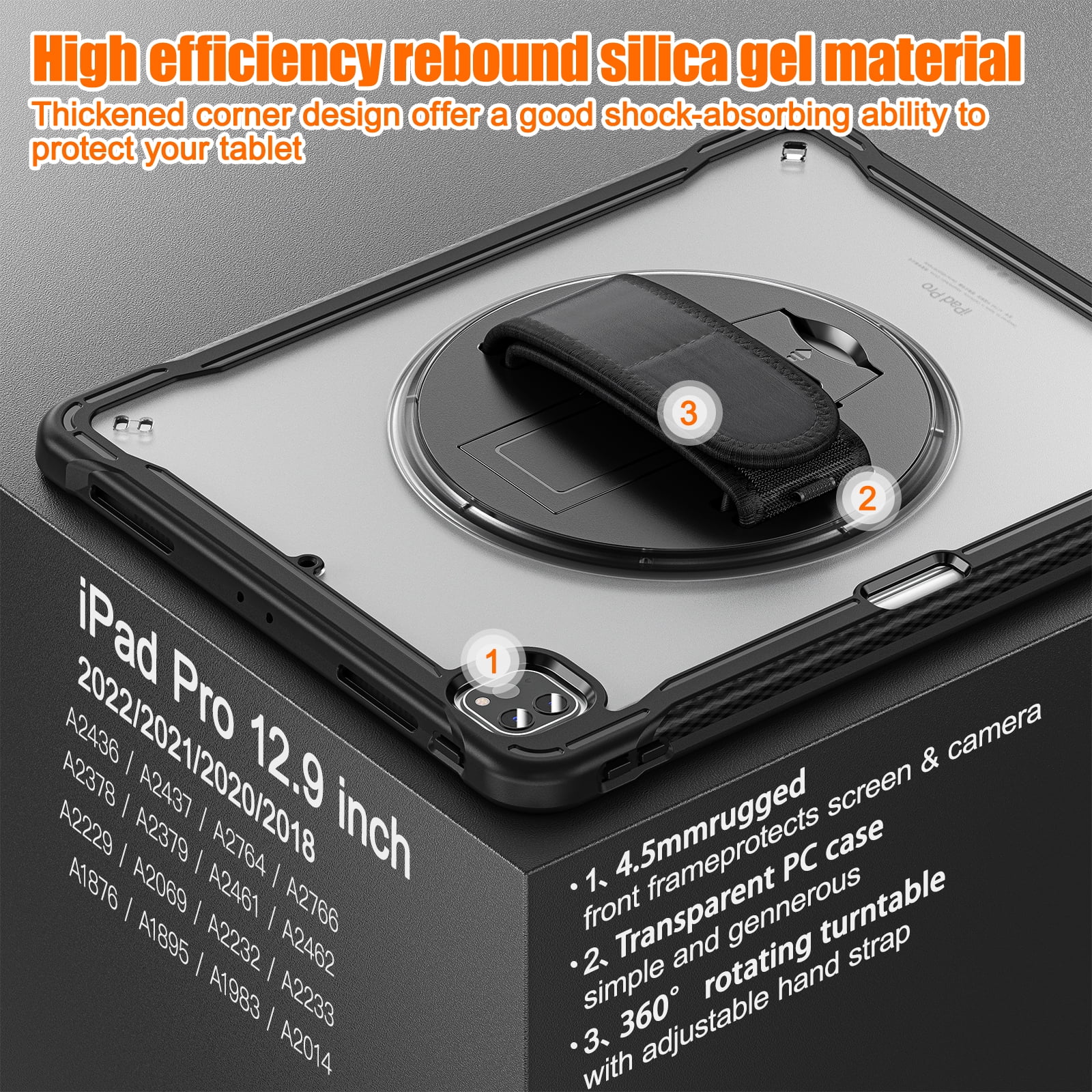 Allytechgroup Rugged Case for Apple iPad Air 11 Inch M4 M3 M2 2026 2025 2024, Kicktand Translucent Back Cover Shockproof Adjustable Shoulder Strap Kids Friendly with Pencil Holder, Black