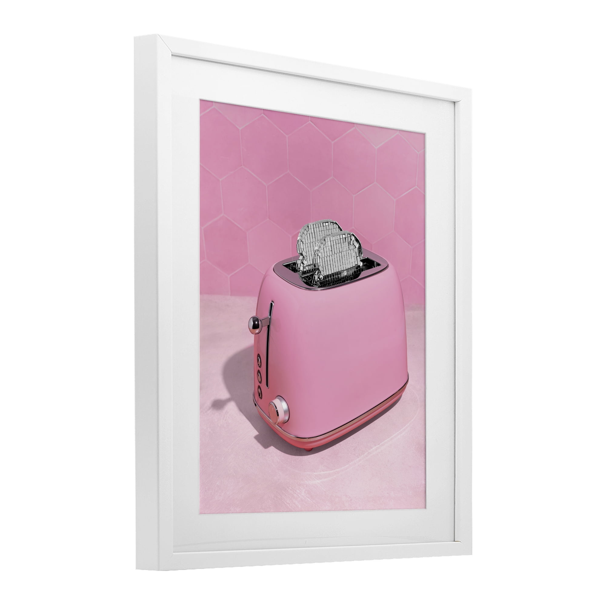 Stupell Industries Disco Toaster over Pink White Framed Print Under Glass, design by LISH Creative