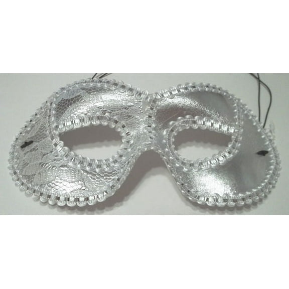 Silver White Lace Cat Eye Mask Masquerade Party Mardi Gras Halloween