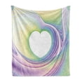 thumbnail image 1 of Spires Soft Flannel Fleece Throw Blanket, Abstract Fractal Heart Caught in Whirl Odd Fantasy Exotic Artwork Print, Cozy Plush for Indoor and Outdoor Use, 50" x 60", Lilac Yellow, by Ambesonne, 1 of 6