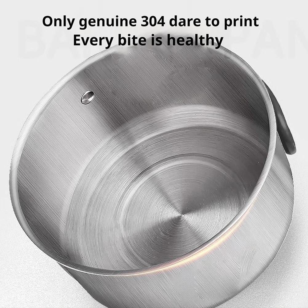 Camping Cookware Mess Kit, 4-Piece SUS304 Stainless Steel Camping Pots and Pans Set with 1.1L Kettle, Healthy No-Coating Nesting Cooking Set for Hiking & Backpacking, Silver (1 Set)
