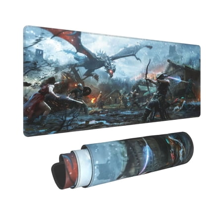 Skyrim Mouse Pad Long Computer Keyboard Mouse Mat with Non-Slip Base for Gaming Office and Home 12×31.5in