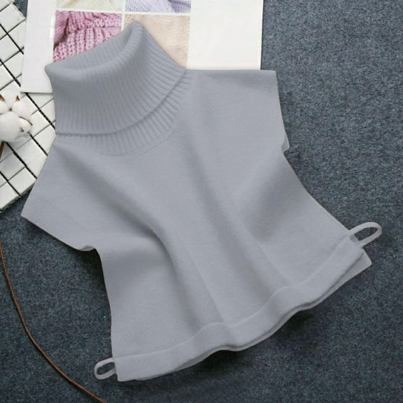 Bramtres Vest for Women Crop Tops Fake Turtleneck Detachable Collars Set Half Top Mock Blouse Collar Tank Tops Trendy Tops Turtle Necks Tops Grey One Size