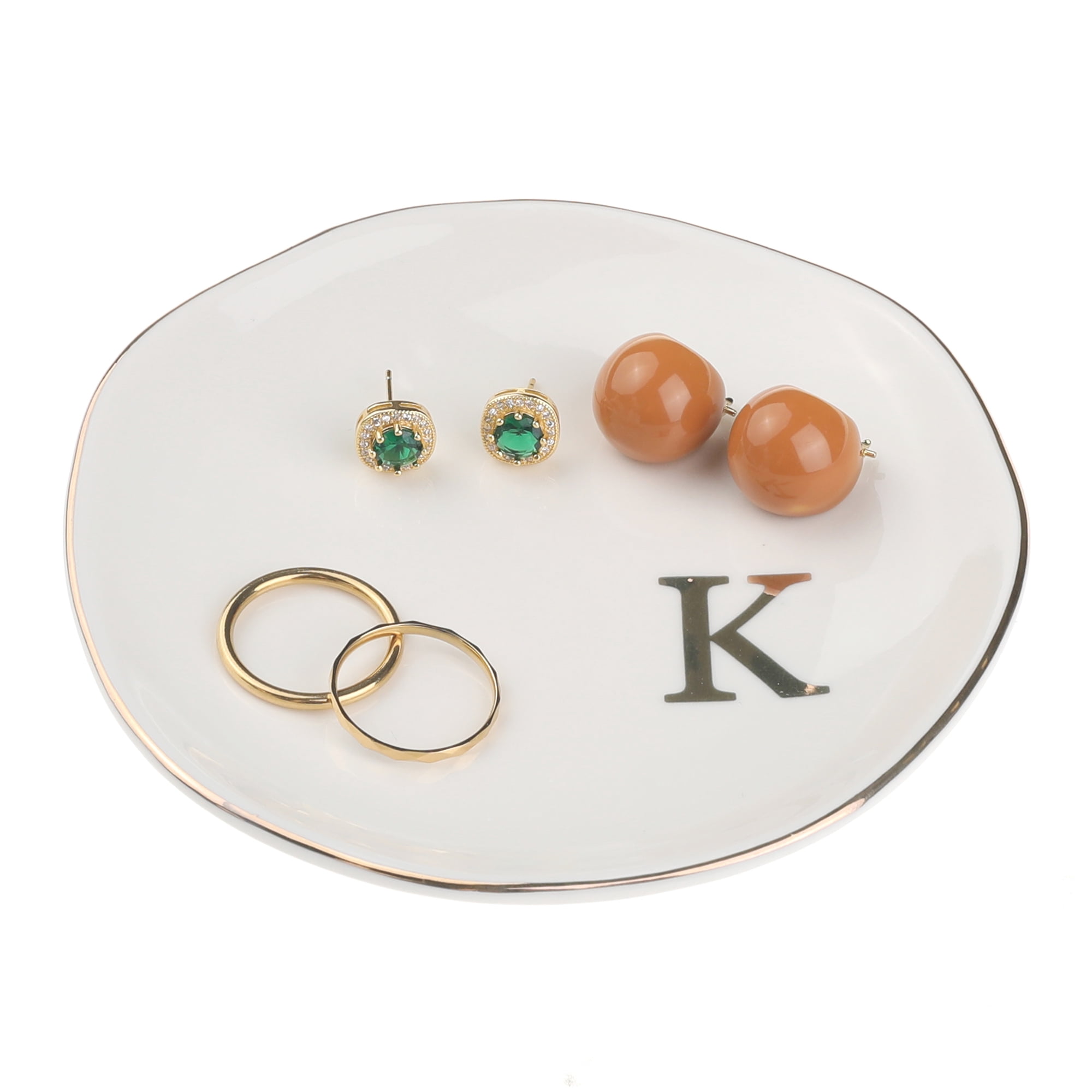 Unique Bargains Ceramic Jewelry Tray Decorative Trinket Dish Gifts Jewelry Boxes White-K