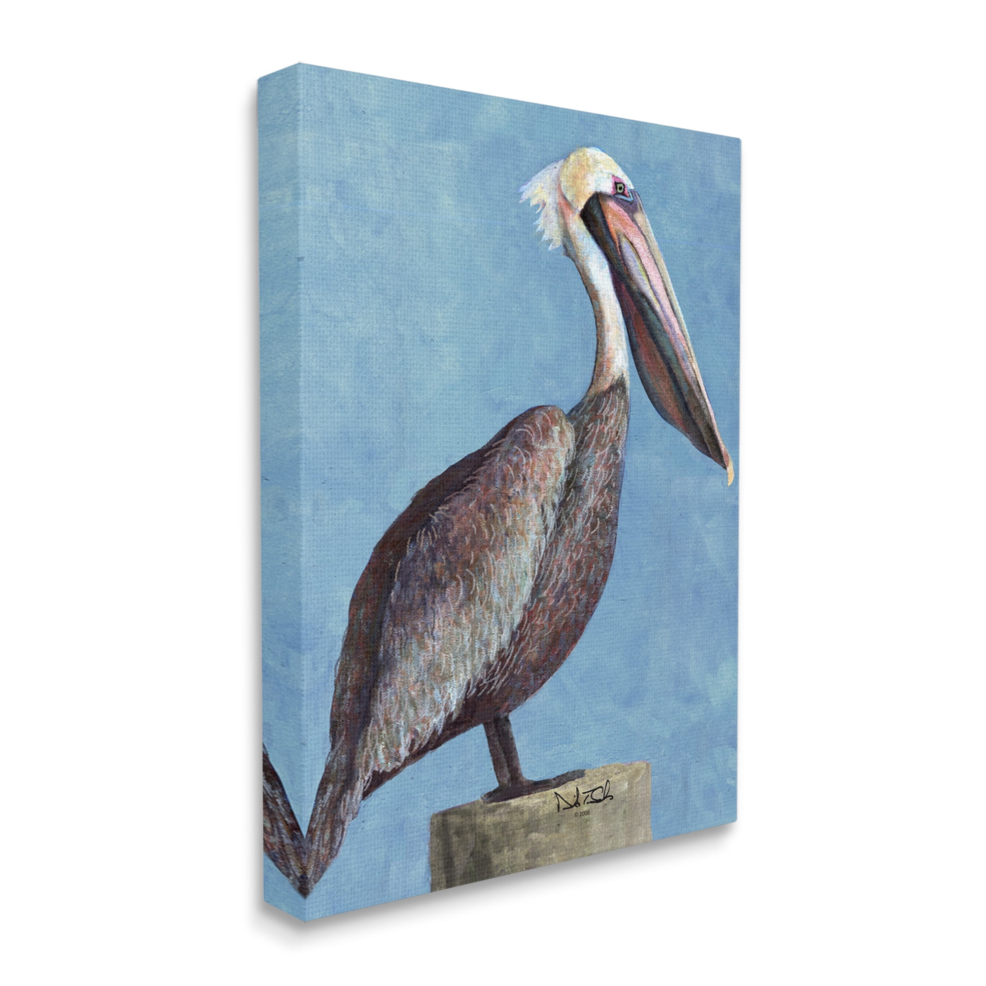 Stupell Industries Blue Pelican Portrait Animals & Insects Painting Gallery Wrapped Canvas Print Wall Art, 36 x 48