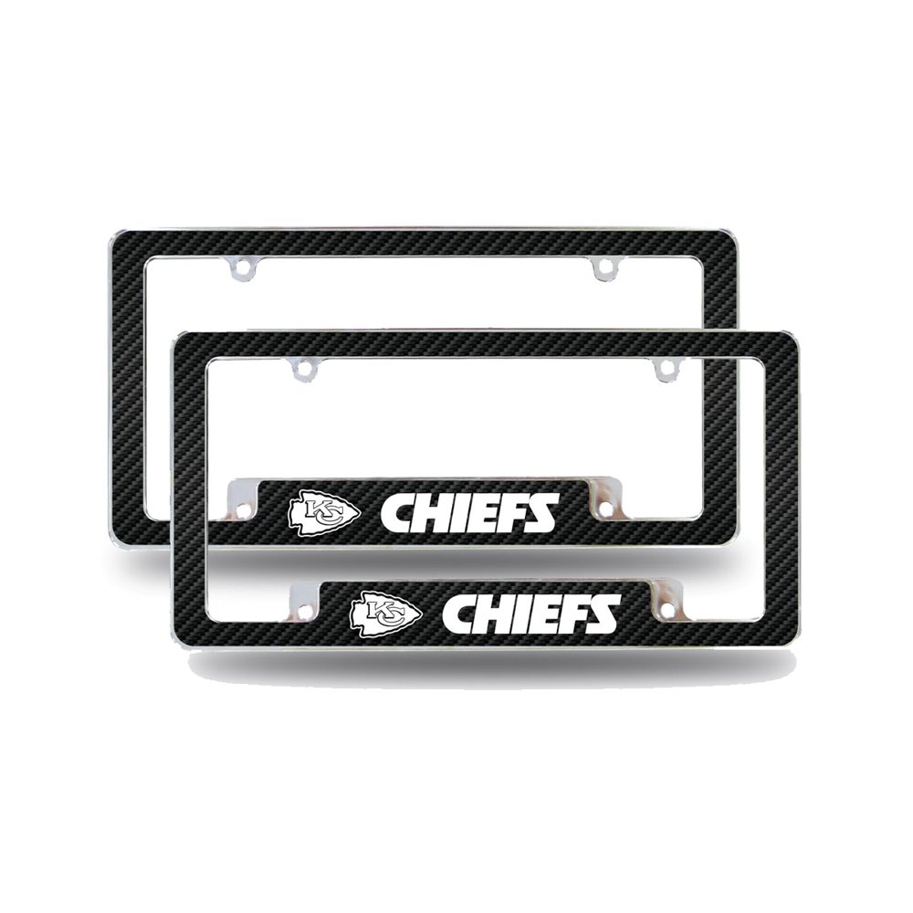 Kansas City KC Chiefs (Set of 2) Chrome Metal License Plate Frames with