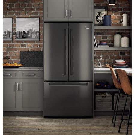 Haier - 27.0 Cu. Ft. French Door Refrigerator - Black stainless steel