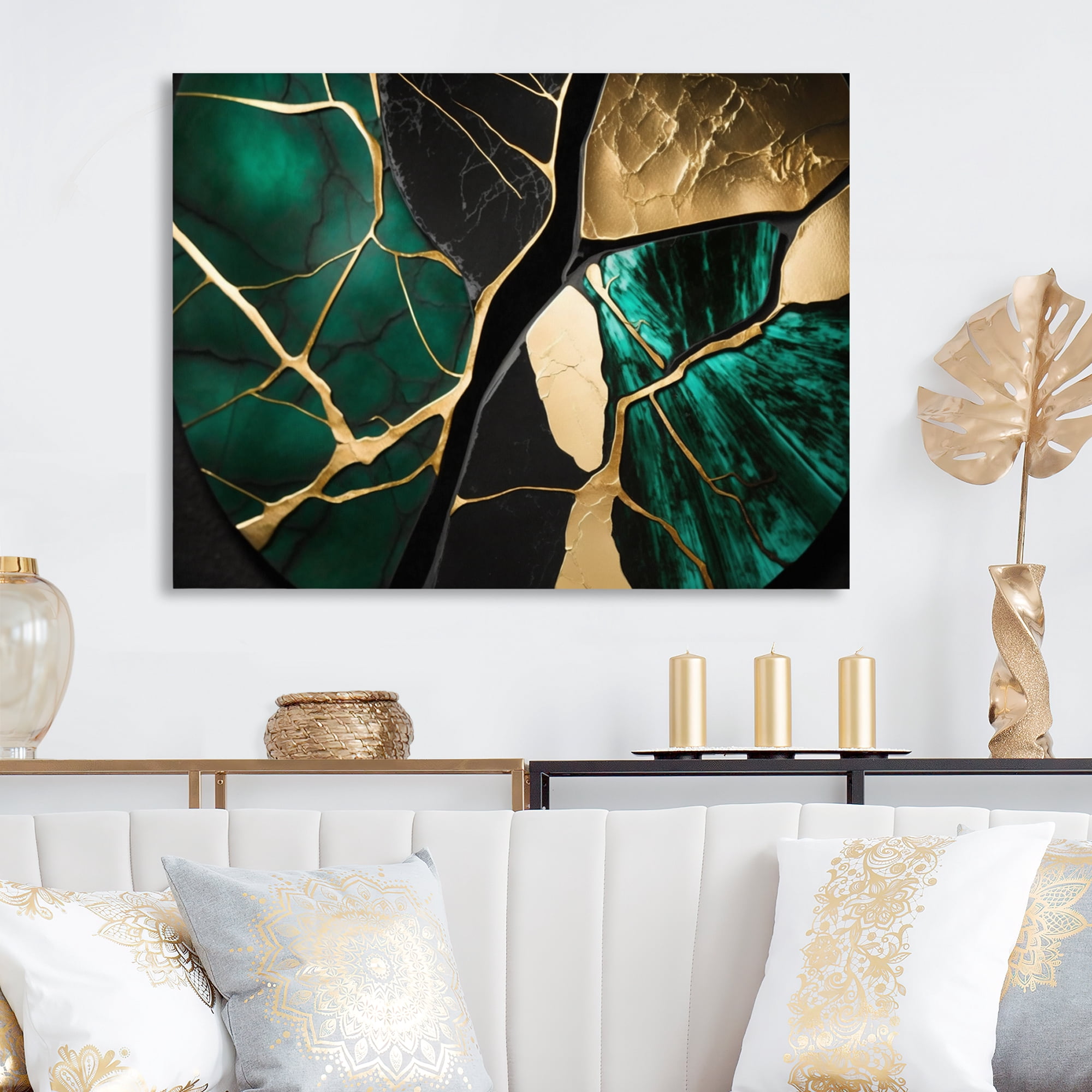 Designart Abstract Geode Gold I Canvas Wall Art