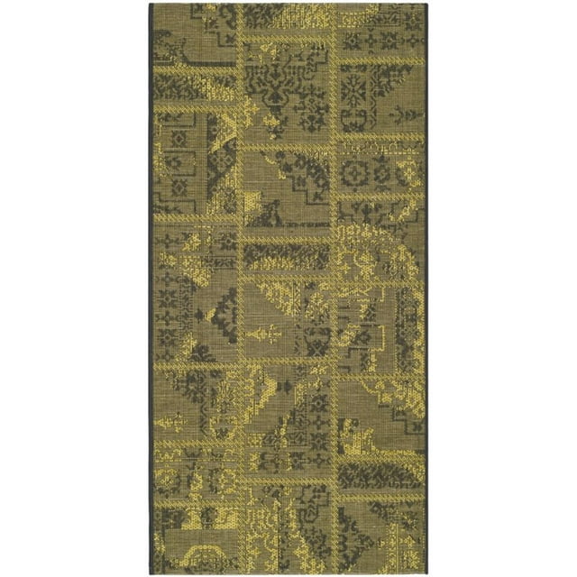 Safavieh Palazzo 2' X 7'3" Power Loomed Rug in Black and Green