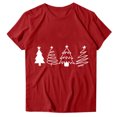thumbnail image 4 of Navidad Mujeres Tops, Cuello Redondo Manga Corta Impresa Camiseta, Vintage Holiday Humor Tee Top, 4 of 4