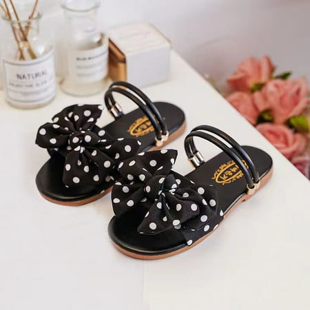 

Girls Polka Dot Bowknot Sandals Soft Sole Anti Slip Slides Slippers Girls Shoes For Summer