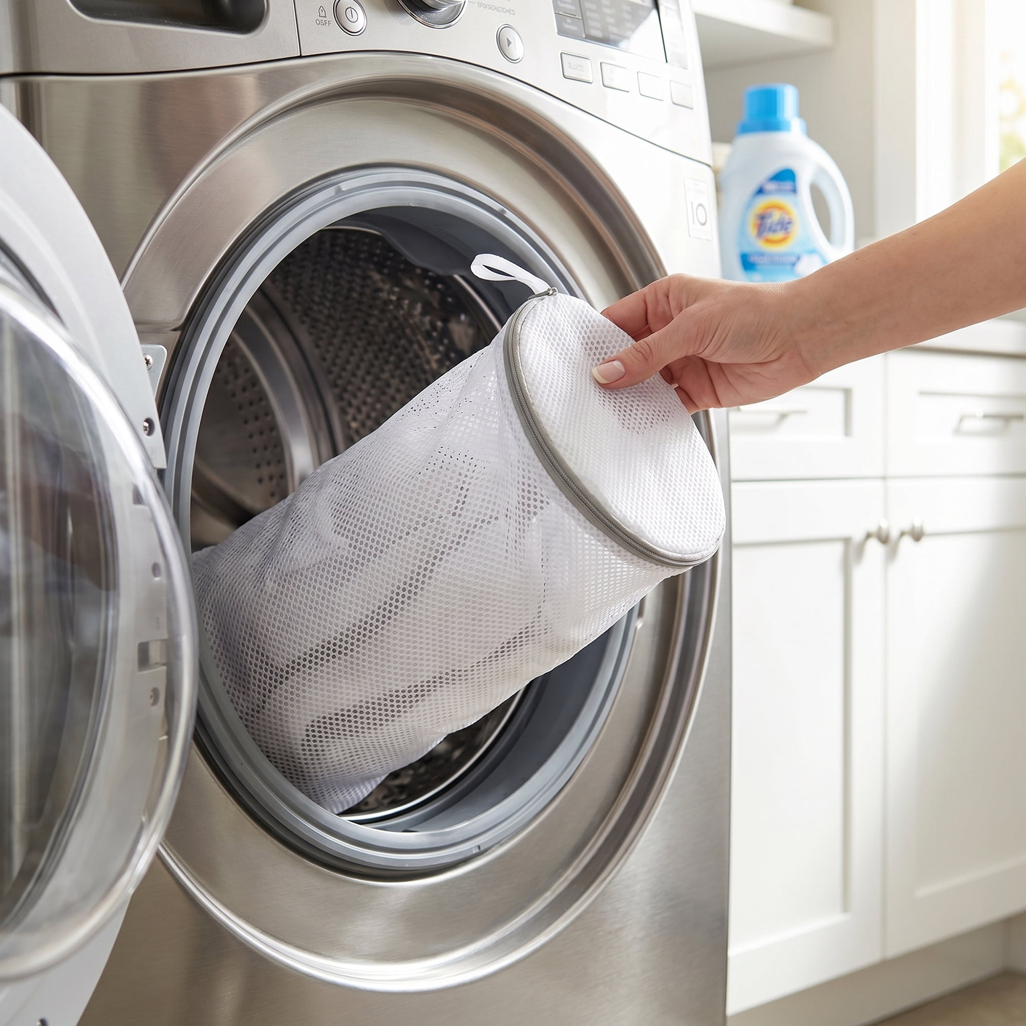 Unique Bargains 2 Pack Polyester  Zippered  Shoe Bag for Washing Machine White 7.9"x15"