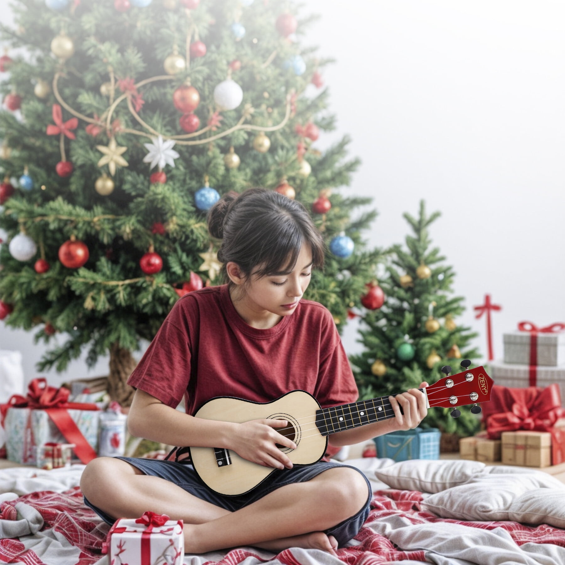 ZENY 21" Beginners Acoustic Ukulele With Gig Bag, Strap, Tuner and Pick