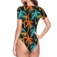 thumbnail image 4 of Gaeub Palm Trees Women'S Short Sleeve One Piece Swimsuit Sexy High-Waisted Bodysuit For Swimming, Beach, Sports - Large, 4 of 9