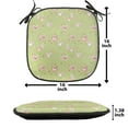 thumbnail image 5 of Hen and Chicks Chair Seating Cushion Set of 4, Cartoon Pattern with Chicken and Rooster, Seat Pads for Office with Anti-slip Backing, 16"x16", Green Pink, by Ambesonne, 5 of 7