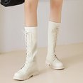 thumbnail image 7 of CAIXIA Girls Knee High Boots with Side Zipper Lace-up Sparkly Riding Shoes for Kids Party Christmas Holiday, 7 of 7
