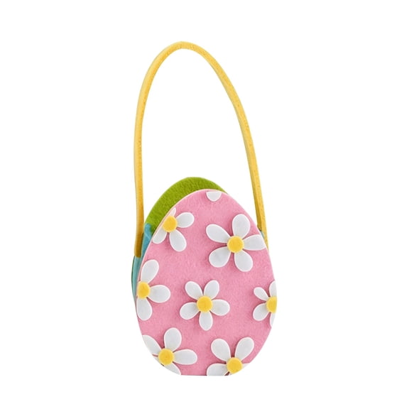 KDFWDM Creative Mini Egg Shaped Candy Felted Bag with Cute Flower Decoration - Stylish Small Handbag Style Favor Holders for Easter Parties and Gift Wrapping